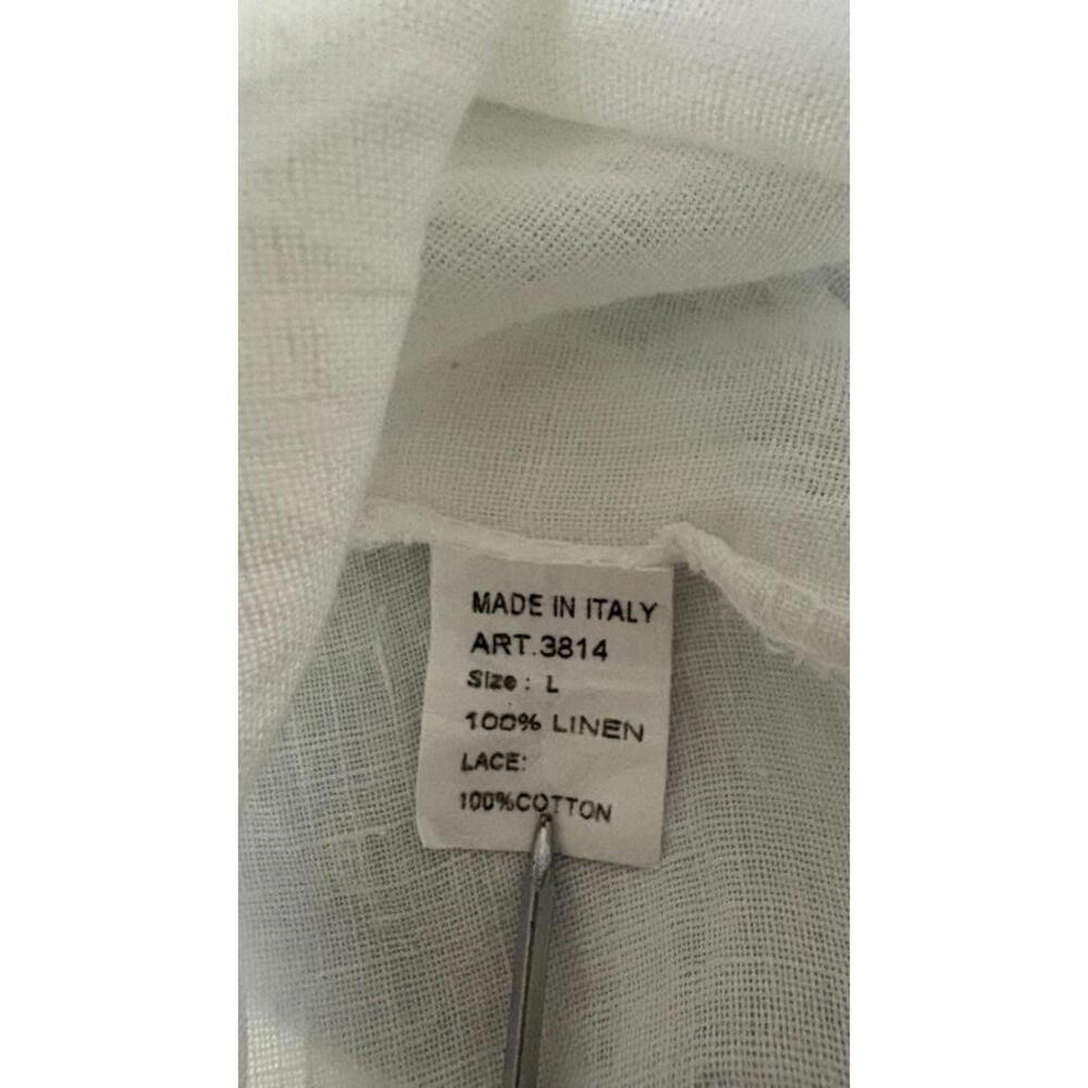 Viola Borghi Linen Top White Lace Cap Sleeves Made in Italy Women's Size Large - Picture 8 of 9